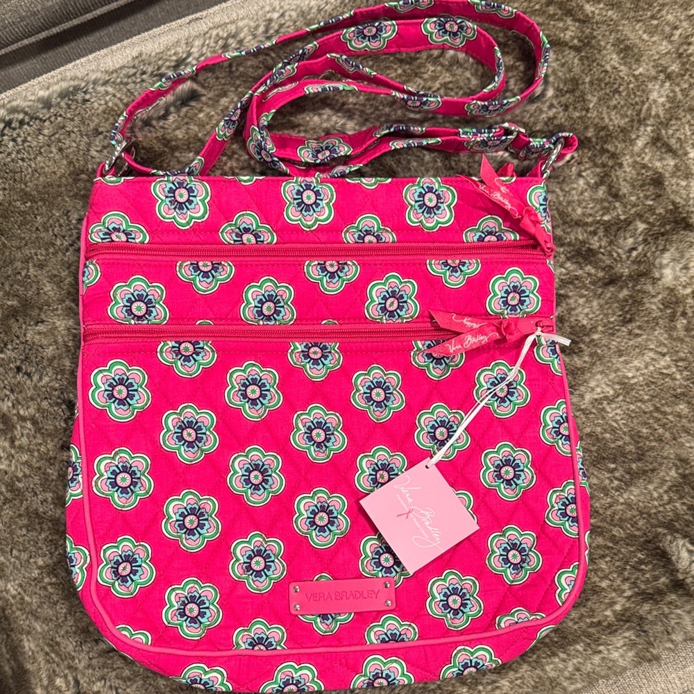 Vera Bradley Pink and Blue Floral Crossbody Bag